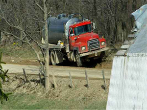 Tanker crushing barn's driveway